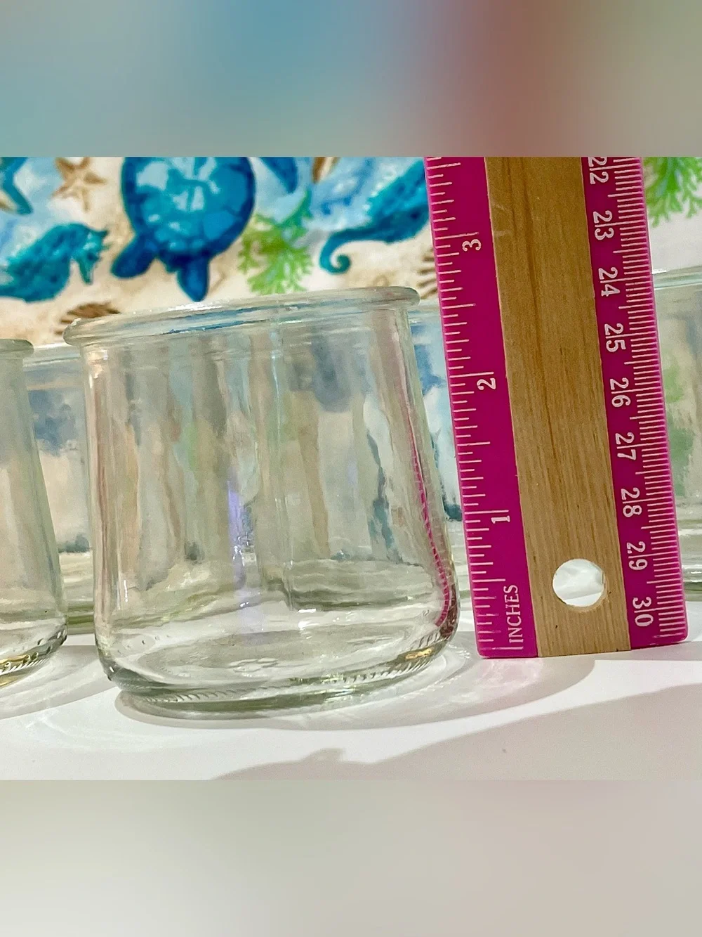 Set of 9 Oui Glass Yogurt Jars – Clear Glass Craft / Candle / Vase / Storage